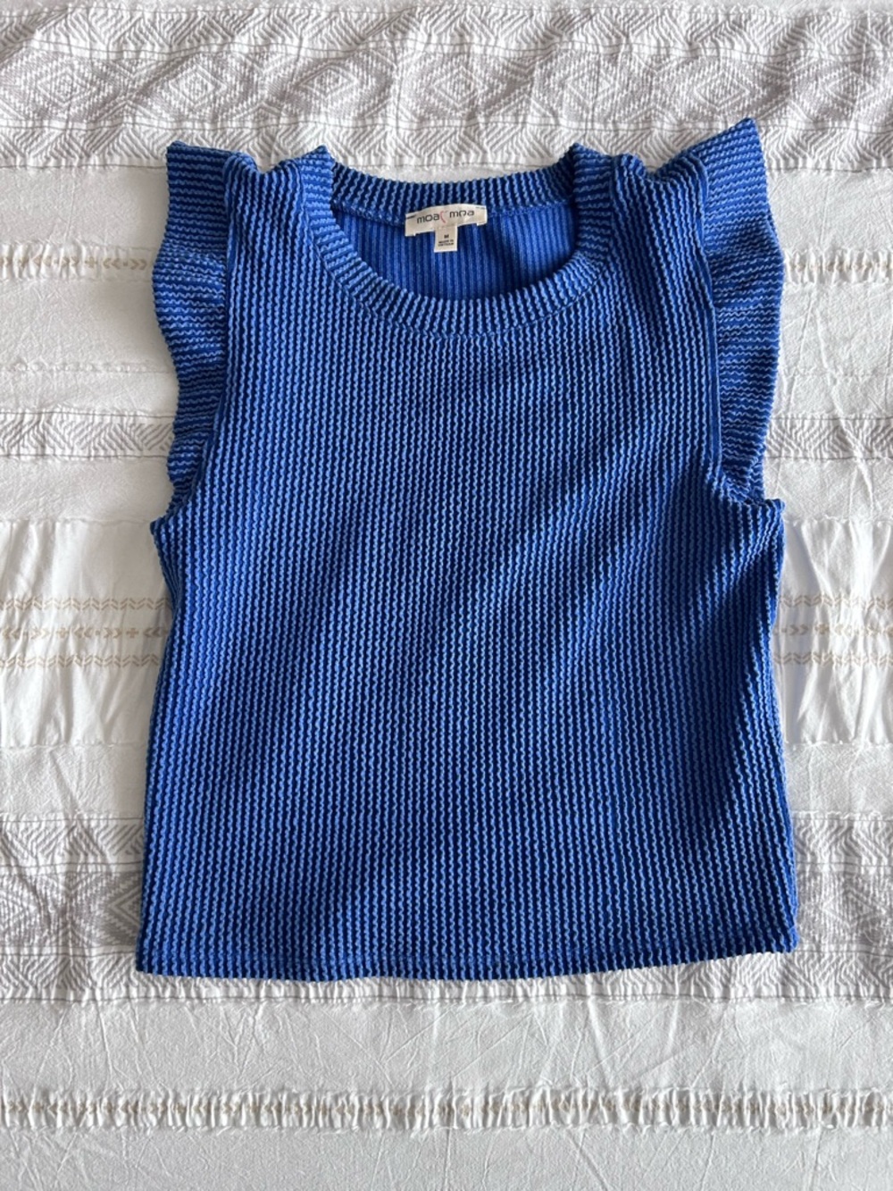 Moa Moa Ruffled Blue Top - Picture 3 of 5